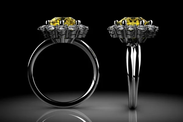 Yellow sapphire ring — Stock Photo, Image