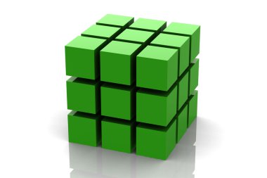 soyut 3d küp blok Montaj Çizimi