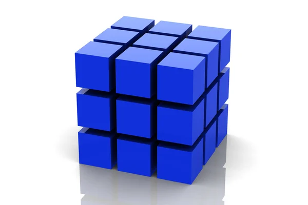 Abstracte 3d illustratie van kubus samenstellen uit blokken — Stockfoto