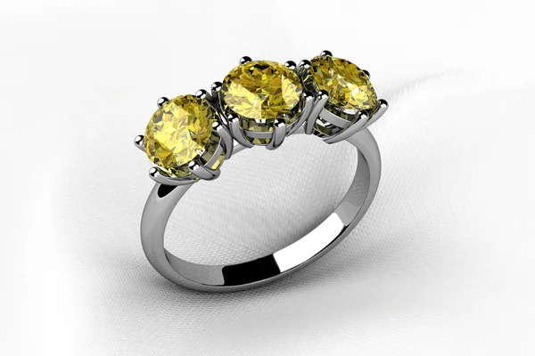 Žlutý safír prsten — Stock fotografie