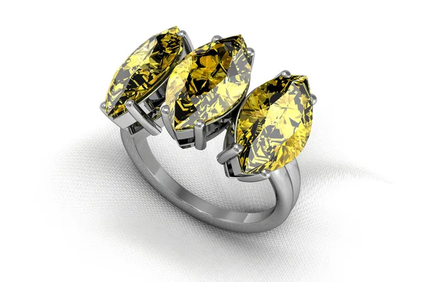 黄色蓝宝石戒指 — 图库照片