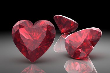 Ruby'i Rodolite değerli taş (yüksek çözünürlükte 3d görüntü)