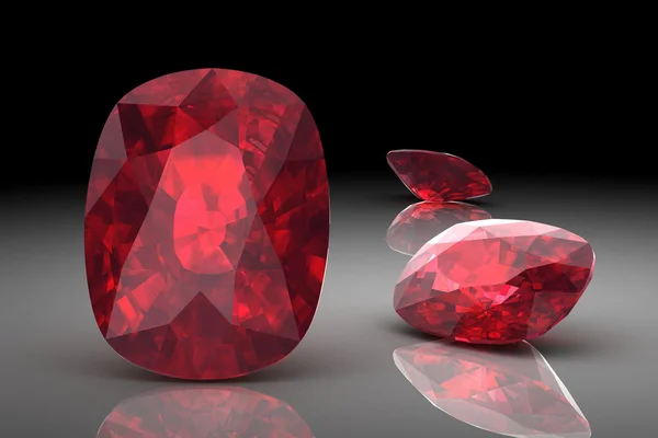 Pierre précieuse rubis ou rodolite (image 3D haute résolution) ) — Photo