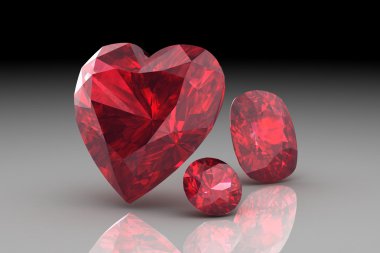 Ruby'i Rodolite değerli taş (yüksek çözünürlükte 3d görüntü)