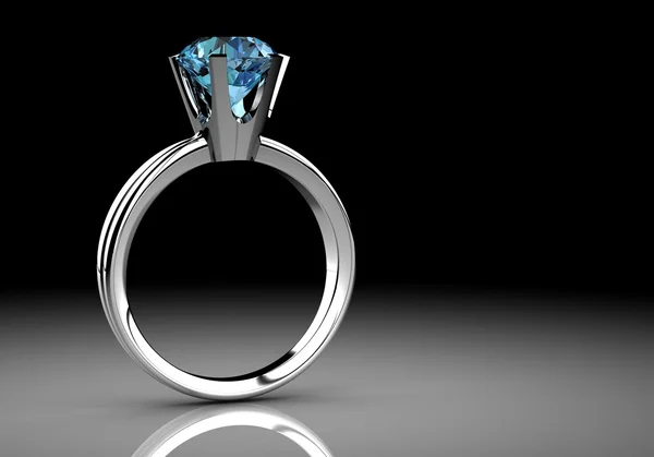 Cincin akuamarine (gambar 3D beresolusi tinggi ) — Stok Foto