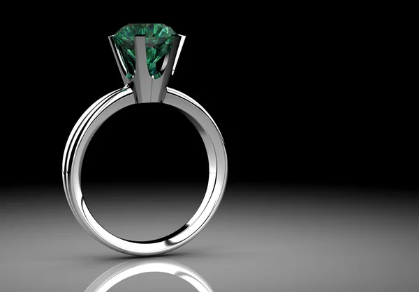 Cincin emerald (gambar 3D beresolusi tinggi ) — Stok Foto