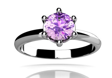 Ametist ring (yüksek çözünürlükte 3d görüntü)