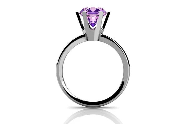 紫水晶戒指 （高分辨率的三维图像) — 图库照片