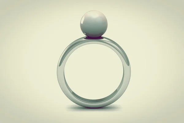 Krásný prsten s perlou — Stock fotografie