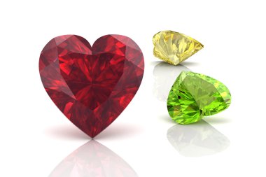 Beyaz arka plan üzerinde renkli taşlar ayır