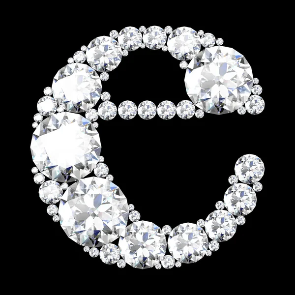 Ohromující krásné "e" uprostřed diamantů — Stock fotografie