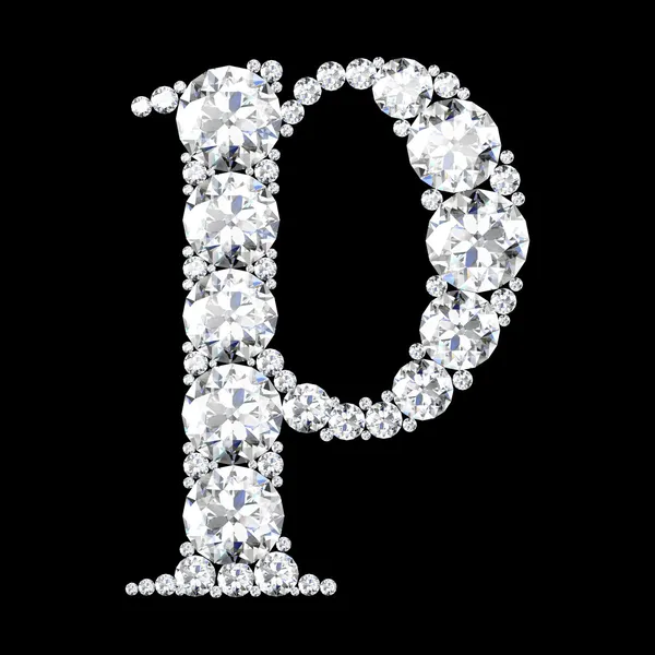 Um lindo "p" deslumbrante cravejado de diamantes — Fotografia de Stock