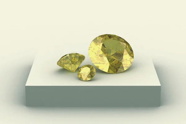 Yellow sapphire on white podium — Stock Photo, Image