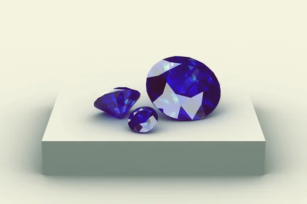 Blue sapphire  on white podium — Stock Photo, Image