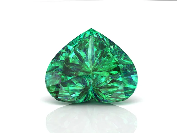 Emerald, fehér háttér (nagy felbontású 3D-s kép) — Stock Fotó