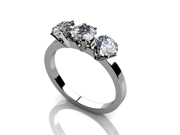 Ring van de diamant op witte achtergrond met hoge kwaliteit — Stockfoto