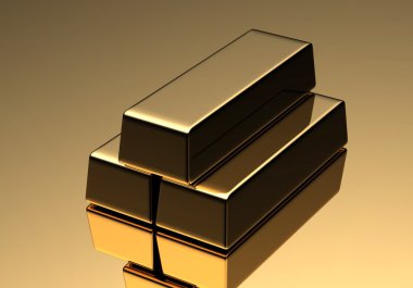 Altın çubuklar (yüksek çözünürlükte 3d görüntü)