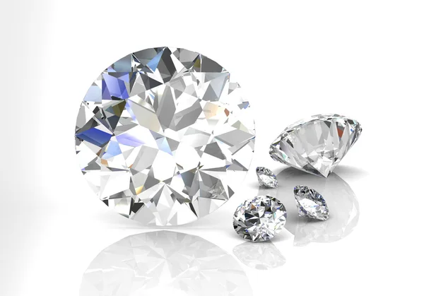 Diamant op witte achtergrond (hoge resolutie 3D-beeld) — Stockfoto