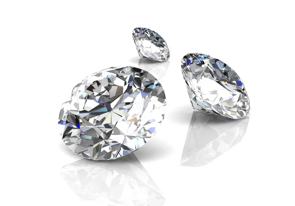 Diamant op witte achtergrond (hoge resolutie 3D-beeld) — Stockfoto