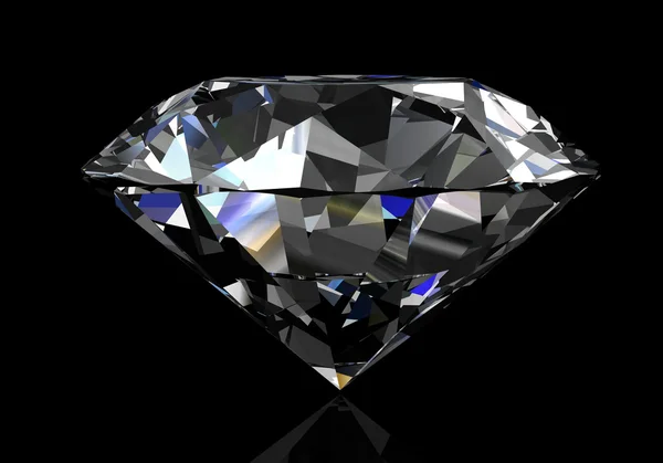 Diamond on  black background (high resolution 3D image) — Stock Photo, Image