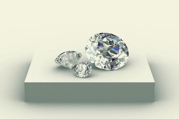 Diamond on white podium — Stock Photo, Image