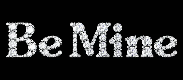 Mine Word Made Diamonds Letters Black Background Rendering — Stock Photo, Image