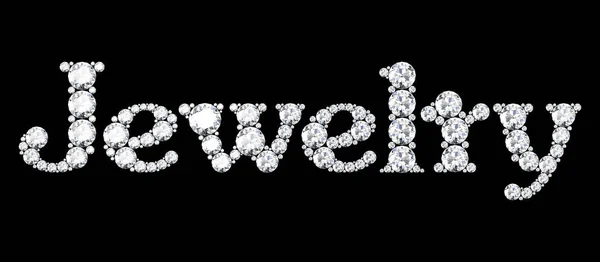 Jewelry Word Made Diamonds Letters Black Background Rendering — Stock Photo, Image