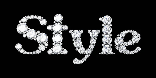 Style Word Made Diamonds Letters Black Background Rendering — Stock Photo, Image