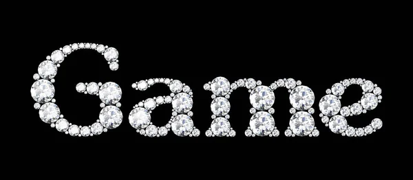 Game Word Made Diamonds Letters Black Background Rendering — Stock Photo, Image