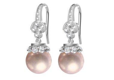 Beautiful Diamond Stud Earrings isolated on white (3D rendering)
