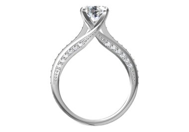 Evlilik yüzüğü beyaz arka planda. 3B görüntüleme