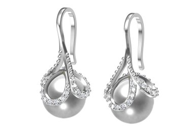 Beyaz arka planda güzel küpe, 3D Rendering.