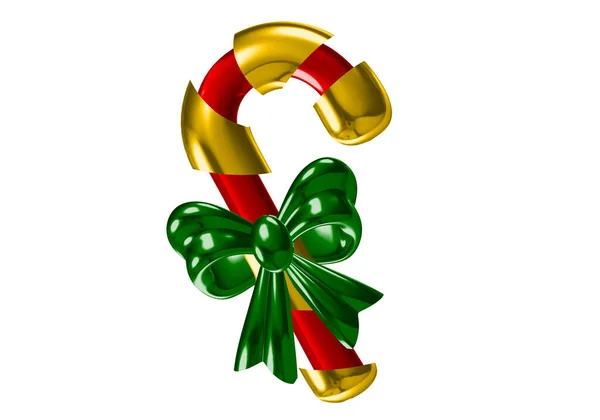 Christmas Candy Cane Red Bow Rendering — Stock Photo, Image