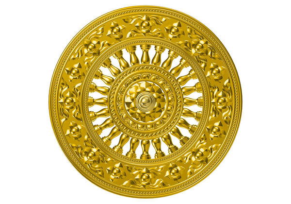 Dharma wheel on isolate and white background . 3d rendering