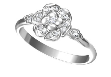 Elması olan alyans. Aşk işareti. Moda takılar. 3D Rendering