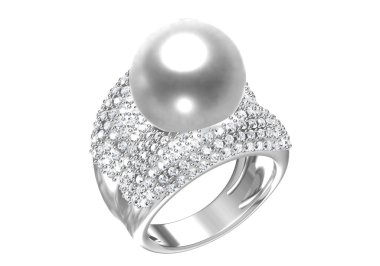 Elması olan alyans. Aşk işareti. Moda takılar. 3D Rendering