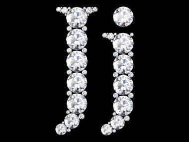 Mücevher taşlı elmas harfler (yüksek çözünürlüklü 3B resim)