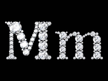 Mücevher taşlı elmas harfler (yüksek çözünürlüklü 3B resim)