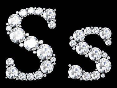 Mücevher taşlı elmas harfler (yüksek çözünürlüklü 3B resim)