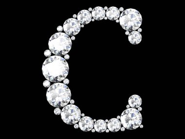 Siyah.3d render izole değerli taşlar ile elmas harfler