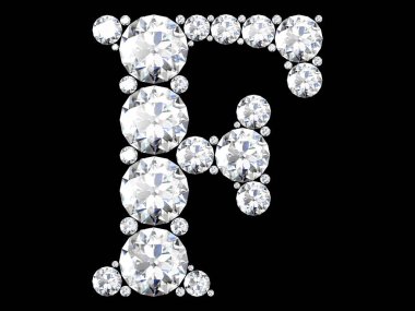 Siyah.3d render izole değerli taşlar ile elmas harfler