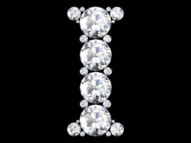 Siyah.3d render izole değerli taşlar ile elmas harfler