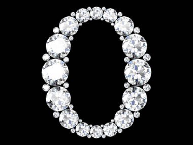 Siyah.3d render izole değerli taşlar ile elmas harfler