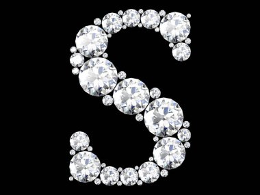 Siyah.3d render izole değerli taşlar ile elmas harfler