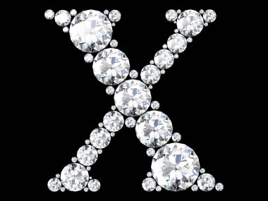 Siyah.3d render izole değerli taşlar ile elmas harfler