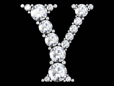 Siyah.3d render izole değerli taşlar ile elmas harfler