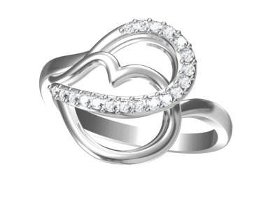 Elması olan alyans. Aşk işareti. Moda takılar. 3D Rendering