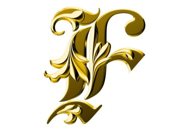 Beyaz arkaplanda izole edilmiş 3d yazı tipi F. 3B oluşturulmuş alfabe.