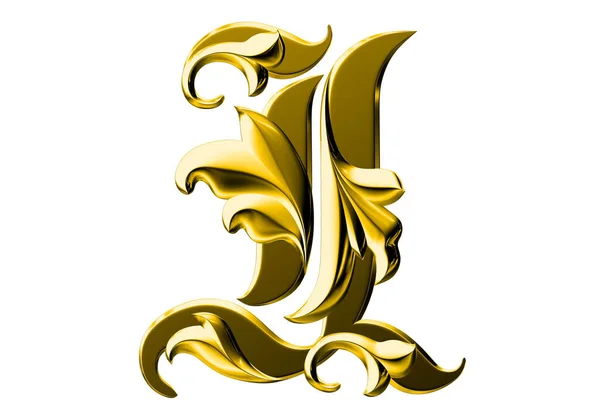 Gold Font Isolated White Background Rendered Alphabet — Stock Photo, Image