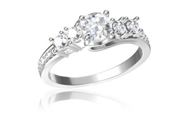 Elması olan alyans. Aşk işareti. Moda takılar. 3D Rendering